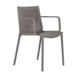 4 Piece Stackable Single Chairs With Vertical Stripe Design For All Weather - Warm Gray