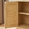 Contemporary Wave Shaped 64" TV Stand With Rattan Doors Wood - Natural - Image 8