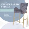 Velvet Fabric Counter Height Bar Stools (Set of 2) With Legs And Footrests, 28.75" - Gray - Image 4
