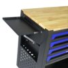 4 Drawers Multifunctional Tool Cart With Wheels And Wooden Top - Black / Blue - Image 4