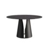 Modern Artificial Stone Round Carbon Steel Base Dining Table, Can Accommodate 6 People - Black - Image 7