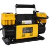 Heavy Duty 12V Dual Cylinder Air Compressor, Tire Inflator With Gauge - Yellow / Black - Image 4