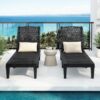 Outdoor Chaise Lounges (Set of 2) With Adjustable Backrest Polypropylene Resin For Patio, Poolside Or Beach - Black - Image 4