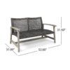 Hampton - Outdoor Wood And Wicker Loveseat - Gray - Image 6