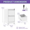 2 Drawer Vertical File Cabinet With Lock For A4 Legal / Letter Size - White - Image 3