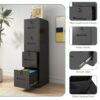 Modern 4 Drawer Metal Vertical Filing Cabinets With Lock For Home Office, Steel Construction, Letter / Legal / A4 / F4 Size - Brushed Nickel - Image 7