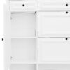 Hall Tree With Integrated Shoe Cabinet And Mirrored Cabinet Door, Coat Hanger, Entryway Bench, 4 In 1 Design, 2 Flip Drawers, 4 Hooks And 2 Cabinets For Entrance, Living Room - White - Image 13