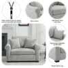 Modern Chenille Oversized Armchair, Chair And A Half, Single Sofa For Bedroom, Living Room, Wide - Light Gray - Image 6