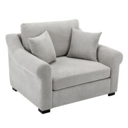 Modern Chenille Oversized Armchair, Chair And A Half, Single Sofa For Bedroom, Living Room, Wide - Light Gray
