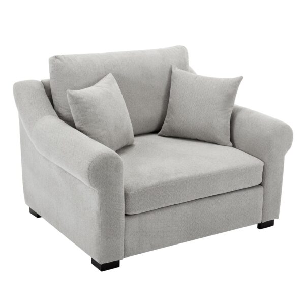 Modern Chenille Oversized Armchair, Chair And A Half, Single Sofa For Bedroom, Living Room, Wide - Light Gray
