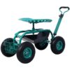 Rolling Garden Scooter Cart Seat With Wheels, 360 Swivel, Tool Tray, Steel Frame - Green - Image 12