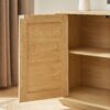 Contemporary Wave Shaped TV Stand With Rattan Doors - Natural - Image 10