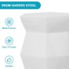Contemporary Ceramic Drum Stool Indoor / Outdoor Side Table Glazed Accent Garden Stool - White - Image 7