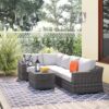 Outdoor 4 Person Garden Seating Set, Resin Wicker, Weather Resistant - Brown Mix - Image 2