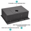 Topmount Kitchen Sink 16 Gauge Stainless Steel Single Bowl - Black / Gray - Image 7