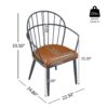 5 Piece Industrial Style Indoor Upholstered Dining Set With Metal Legs - Brown - Image 3