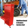 6 Drawer Lockable Tool Cabinet On Wheels Steel Rolling Tool Chest With Detachable Toolbox, 2 In 1 Garage Workshop Storage Organizer With 4 Universal Casters - Red - Image 16