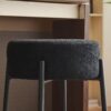 Round High Bar Stools (Set of 2), Contemporary Upholstered Dining Stools For Kitchens, Coffee Shops And Bar Stores - Black - Image 9