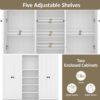 Hall Tree With Bench And 5 Storage Cubbies, Modern Entryway Storage Organizer Cabinet With 4 Doors, 5 Drawers And Adjustable Shelves For Hallway, Entryway, Living Room - White - Image 8