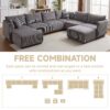 Multi Module Combination Style Sofa For Living Room And Other Lounge Spaces, Modern Minimalist Corduroy Combination Sofa With 2 Comfort Cushions With USB & C Charging Ports, 2 Sets - Gray - Image 22
