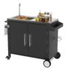 Outdoor Grill Cart With 304 Stainless Steel Sink And Cabinet - Black / Silver - Image 3