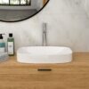 Modern Semi Recessed Ceramic Bathroom Sink With Vessel Design - White - Image 2