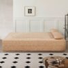 2 In 1 Convertible Sofa Bed, Full Size Folding Loveseat Couch With Soft Teddy Fabric, Floor Sofa Mattress With 2 Pillows, Space Saving Futon For Small Living Room, Dorm - Apricot - Image 5