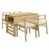 5 Piece Extendable Wood Square Dining Table Set With 2 Drop Leaves, Compact Storage Shelf Kitchen Table Set With Upholstered Chairs For 4 - Natural - Image 10