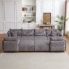 Multi Module Combination Style Sofa For Living Room And Other Lounge Spaces, Modern Minimalist Corduroy Combination Sofa With 2 Comfort Cushions With USB & C Charging Ports, 2 Sets - Gray - Image 20