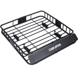 Rooftop Cargo Carrier Basket Motoring Roof Rack, Top Mount Roof Rack Steel - Black