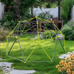 10 Sided Climbing Frame For Outdoor Playground With Colorful Climbing Stones 10Ft Metal Structure - Black / Green