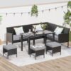 Modern Small Space Patio Furniture 7 Piece Outdoor Set With Waterproof Cushions - Blue / Gray - Image 4