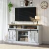 58" TV Stand With Storage Cabinet And Shelves, TV Console Table Entertainment Center For Living Room, Bedroom - White - Image 4