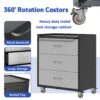 Heavy Duty Metal Storage Cabinet With Wheels 3 Drawer Tool Cabinet For Garage, Office, And Home Organizer Solutions - Black - Image 9