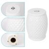 Glazed Ceramic Drum Stool Indoor / Outdoor Side Table Ceramic - White - Image 7