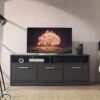 Holland - Contemporary TV Stand With 3 Soft Closing Doors - Dark Gray - Image 2