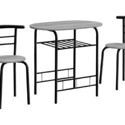 3 Pieces Dining Table Set, Small, Contemporary & Modern - Gray