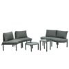 6 Piece Patio Sofa Furniture Set, Half Moon Outdoor Sectional Sofa With 2 High Low Coffee Tables, Wicker Rattan, Tempered Glass, 4 Pillows & Cushions, For Backyard, Garden, Poolside - Gray - Image 9