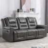 3 Seater Home Theater Recliner Manual Recliner Chair With Two Built-In Cup Holders For Living Room - Gray - Image 3