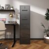 Modern 4 Drawer Metal Vertical Filing Cabinets With Lock For Home Office, Steel Construction, Letter / Legal / A4 / F4 Size - Brushed Nickel - Image 2