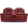 3 Pieces Recliner Sofa Sets Home Theater Seating Manual Recliner Chair With Center Console And Led Light Strip For Living Room - Wind Red - Image 18