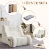 Bean Bag Chair For Adults, Lazy Floor Sofa Couch Memory Foam Bean Bag Sofas Chenille Fabric Reading Chair Comfortable Corner Lounge Sofa For Living Room - White - Image 8