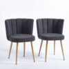 Modern Dining Chair (Set of 2) With Iron Tube Wood Color Legs, Shorthair Cushions And Comfortable Backrest, Suitable For Dining Room, Living Room, Cafe, Simple Structure - Gray - Image 6