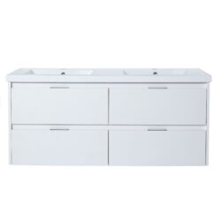Modern Floating Bathroom Vanity With Dual Resin Sink, Soft Close Drawers - White