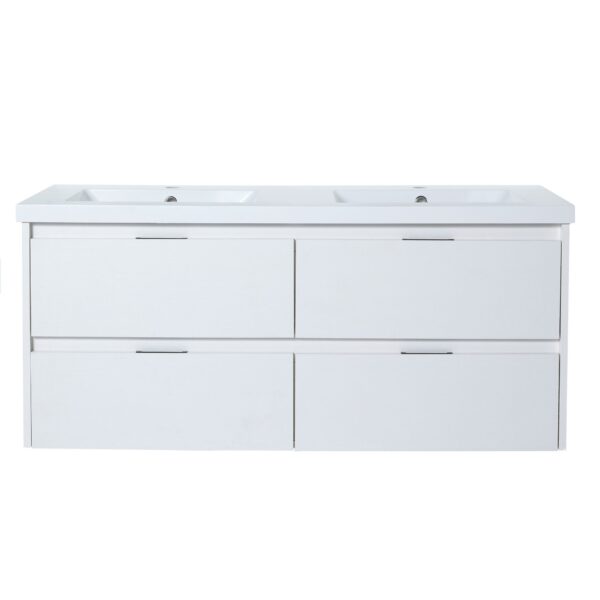 Modern Floating Bathroom Vanity With Dual Resin Sink, Soft Close Drawers - White