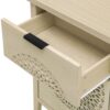 Hollow Carved 3 Drawer Cabinet Dresser Storage Chest With Metal Handles For Living Room Bedroom - Natural - Image 16