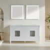 Freestanding Double Bathroom Vanity With Extra Black Handles - White - Image 14