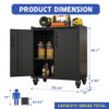 Heavy Duty Metal Garage Storage Cabinet With Wheels Sturdy Tool Storage Solution In Steel - Black - Image 3