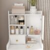 3 In 1 Dressing Table With LED Mirror & Storage Stool, Compact Makeup Vanity - White - Image 10