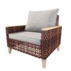 Rattan Terrace Furniture Set, 5 Piece, 7 Seats Cushions, Wooden Armrests, High Footed Design - Gray - Image 11